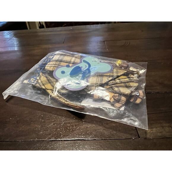 NEW Puptek Dog Collar with Bow Tie & Triangular Plaid Scarf and Two Ear Bows - Picture 3 of 11